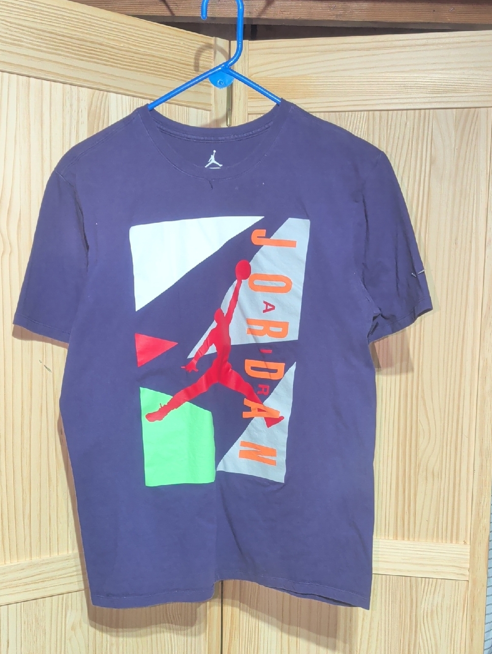 Jordan Purple Short-Sleeve Graphic Jumpman Tee with Red and Green Accents